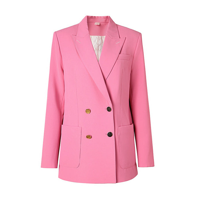 double-breasted tailored blazer in soft pink – ROSE