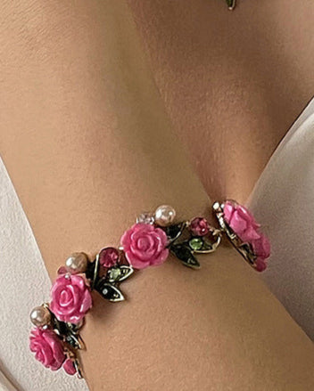 floral resin bracelet with pearl accents - BLOSSOMA