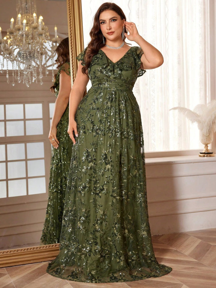 Geplooide top met uitlopende mouwen en maxi-rok set met tailleband – Rosiny 