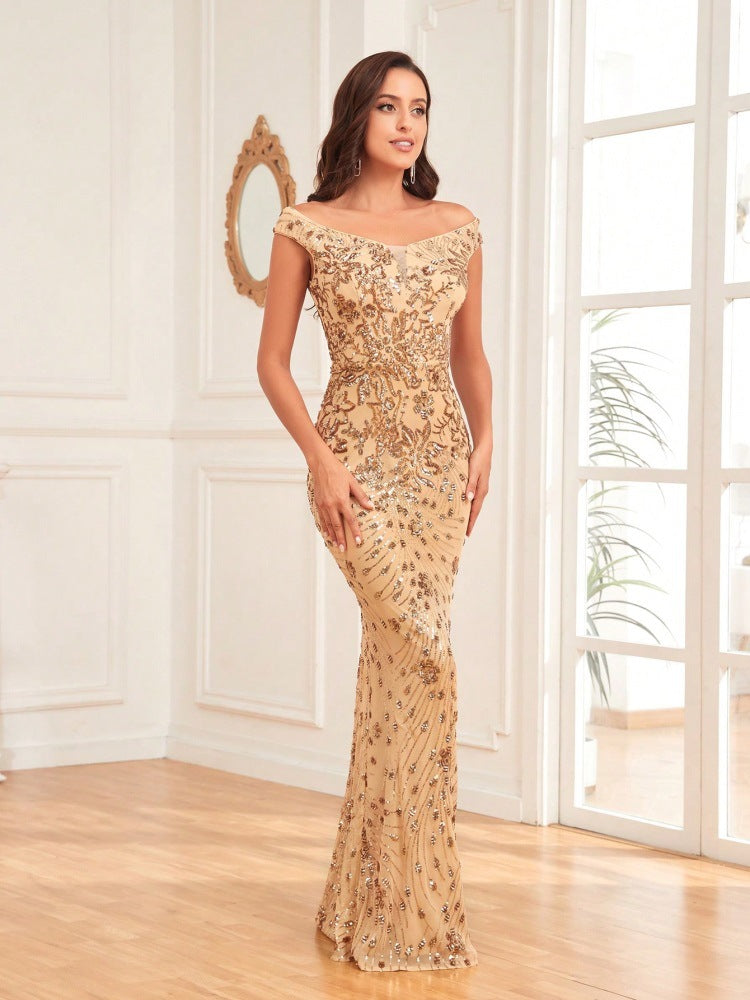 off-shoulder sequin mermaid gown – AURORA