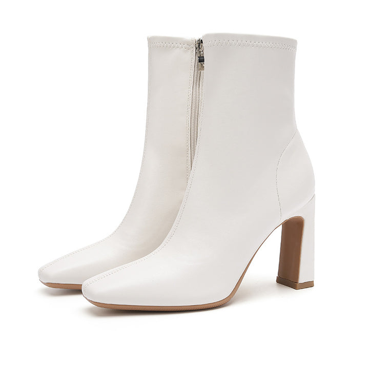 square-toe ankle boots with block heel – NORAVWU