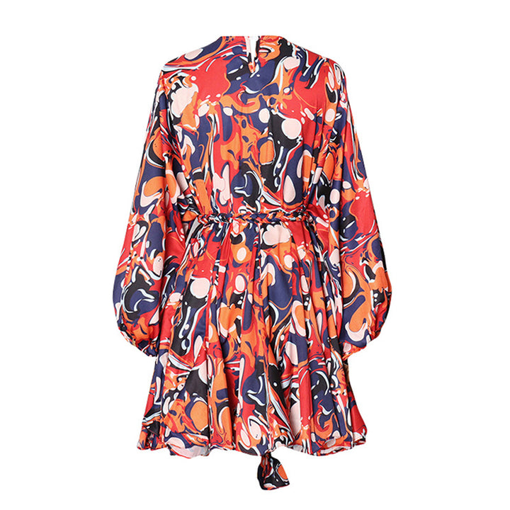 long-sleeve mini dress with belted waist - AURELIAXIN