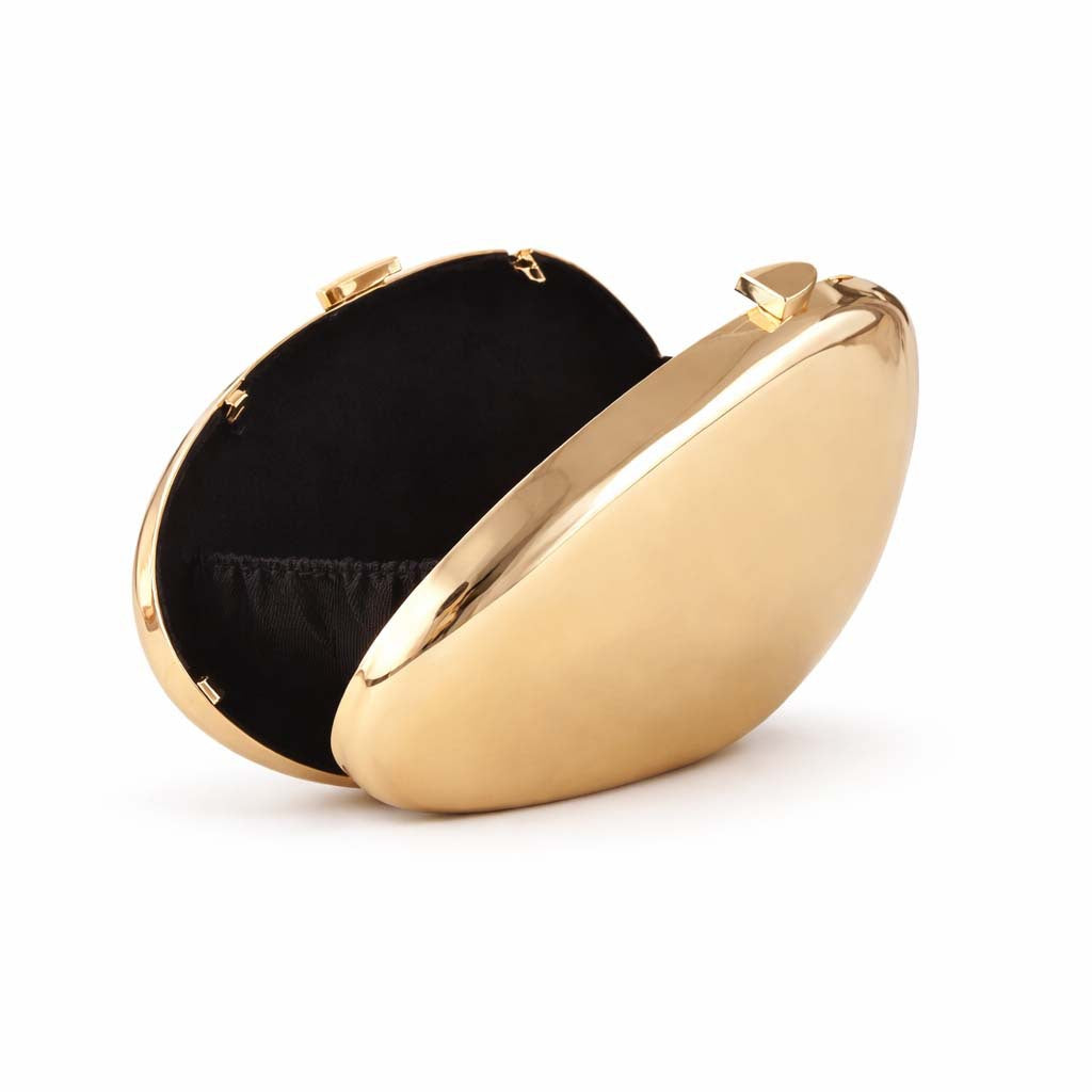 Oval metallic clutch with smooth sculpted design – CURVE