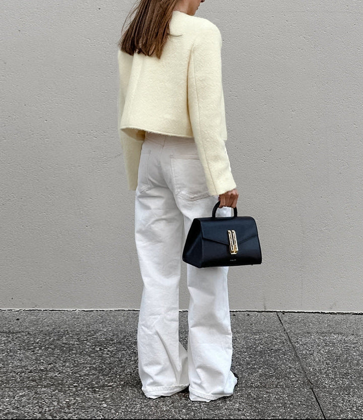 cropped wool jacket with round neckline – CELINE