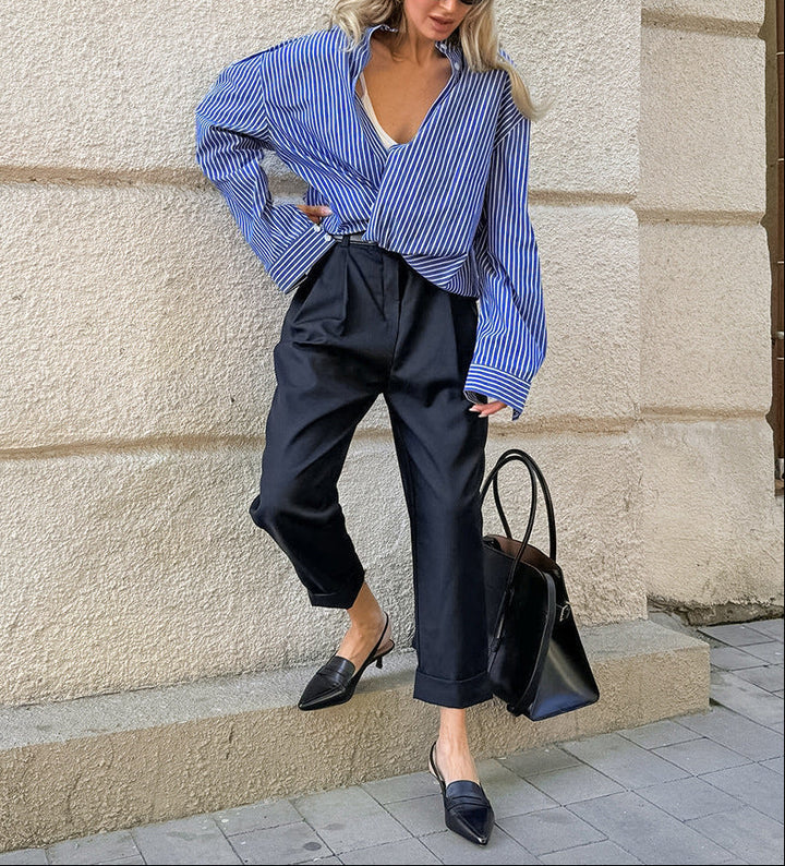 oversized striped shirt with wide cuffs – RIVIERA