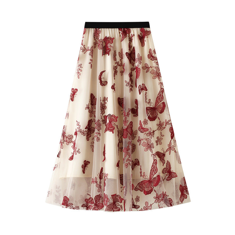 tulle midi skirt with embroidered butterfly overlay – MARIPOSA