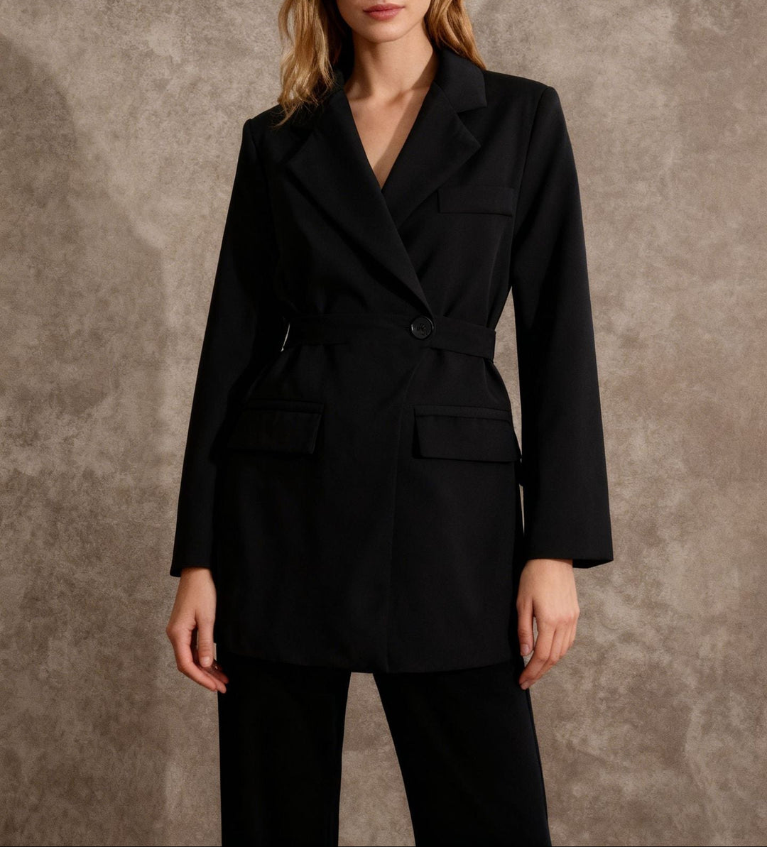tailored longline blazer with fitted waist – IVORYA