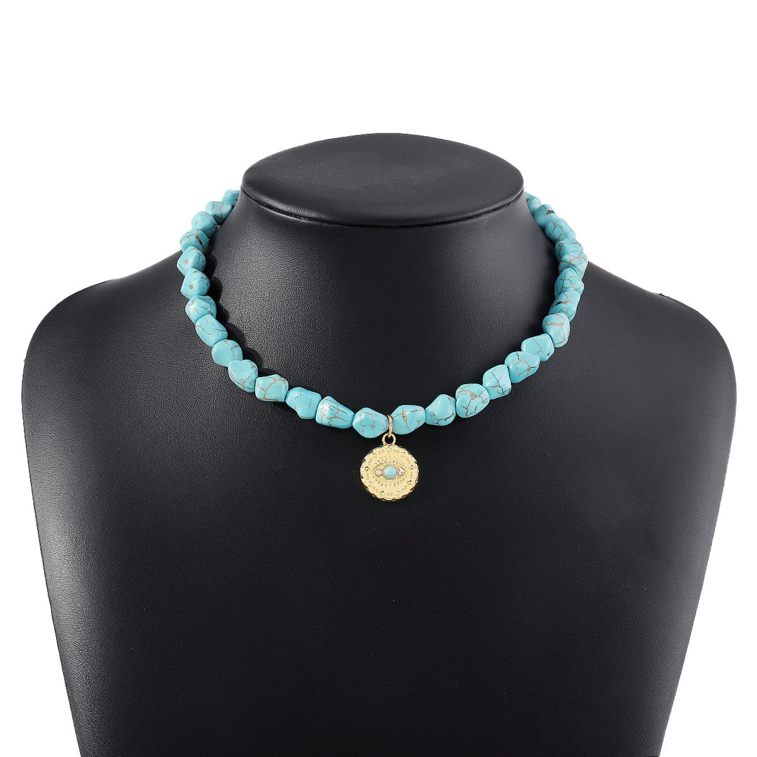 turquoise bead necklace set with symbolic pendants – AZURA