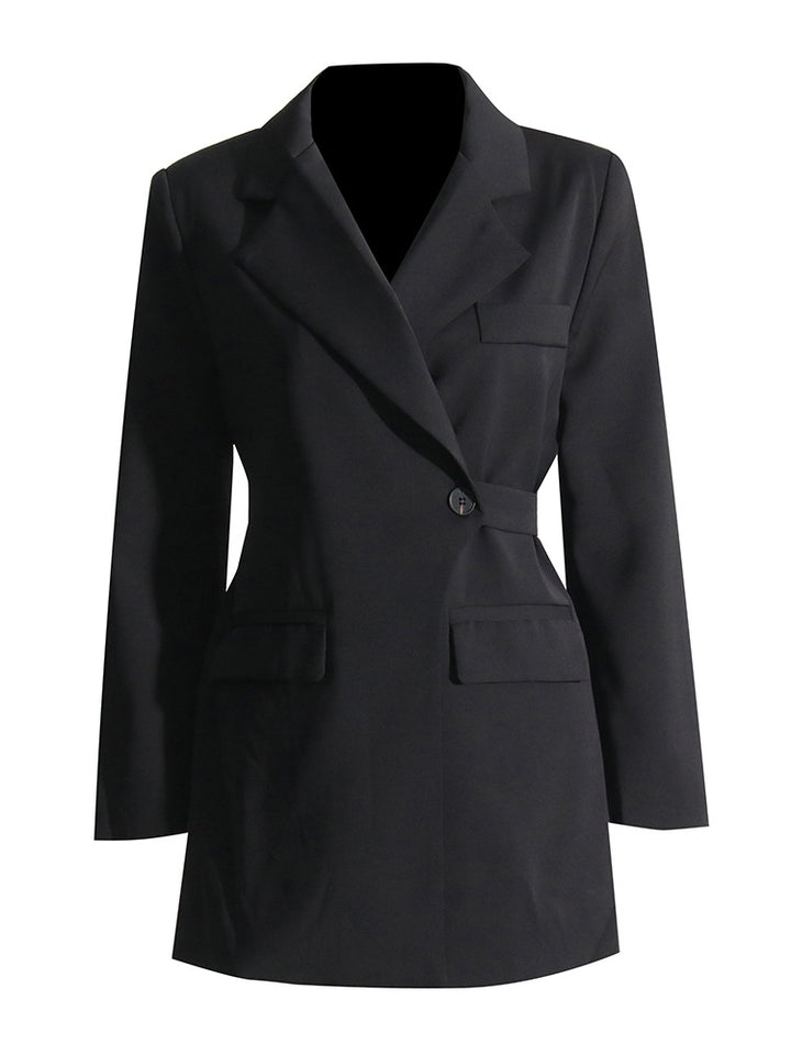 tailored longline blazer with fitted waist – IVORYA