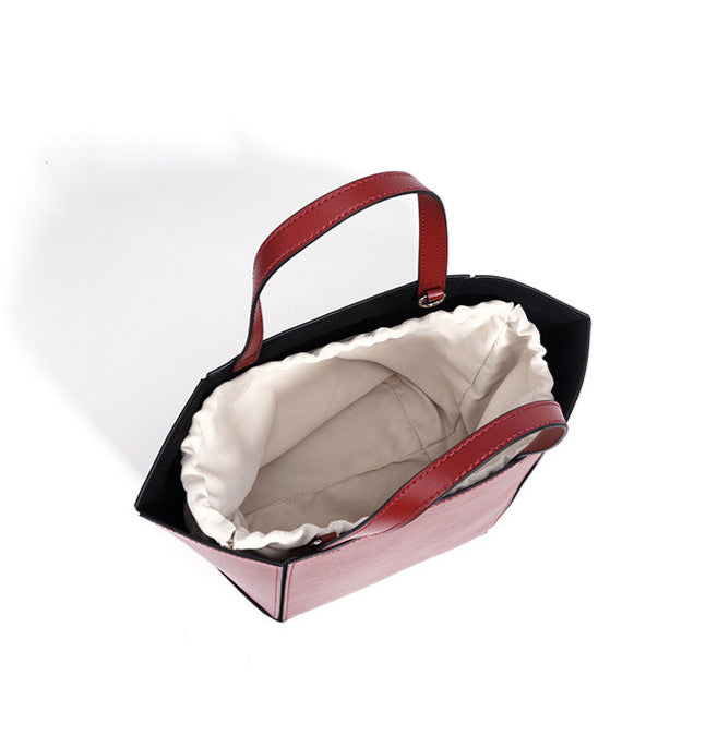 structured leather tote bag with wide side panels - ZARAZKI