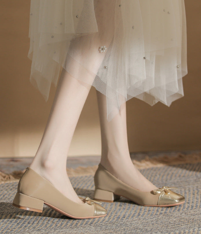 low block heel pumps with metallic bow accent - NORARLO