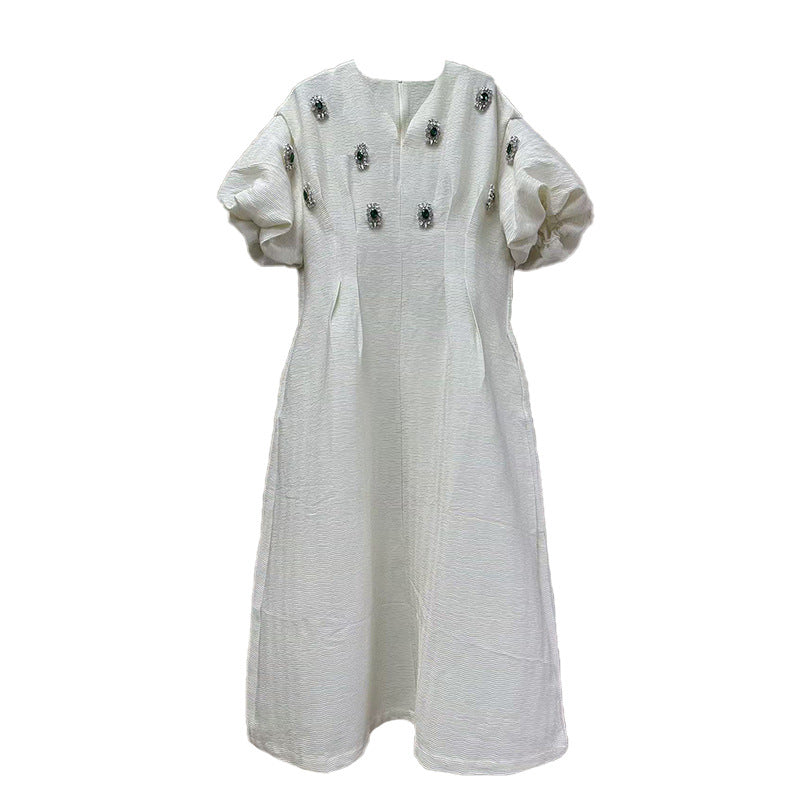 Embroidered flare-sleeve midi dress – NOIRÉ