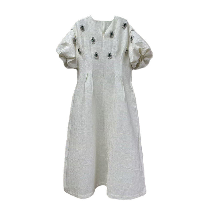 Embroidered flare-sleeve midi dress – NOIRÉ