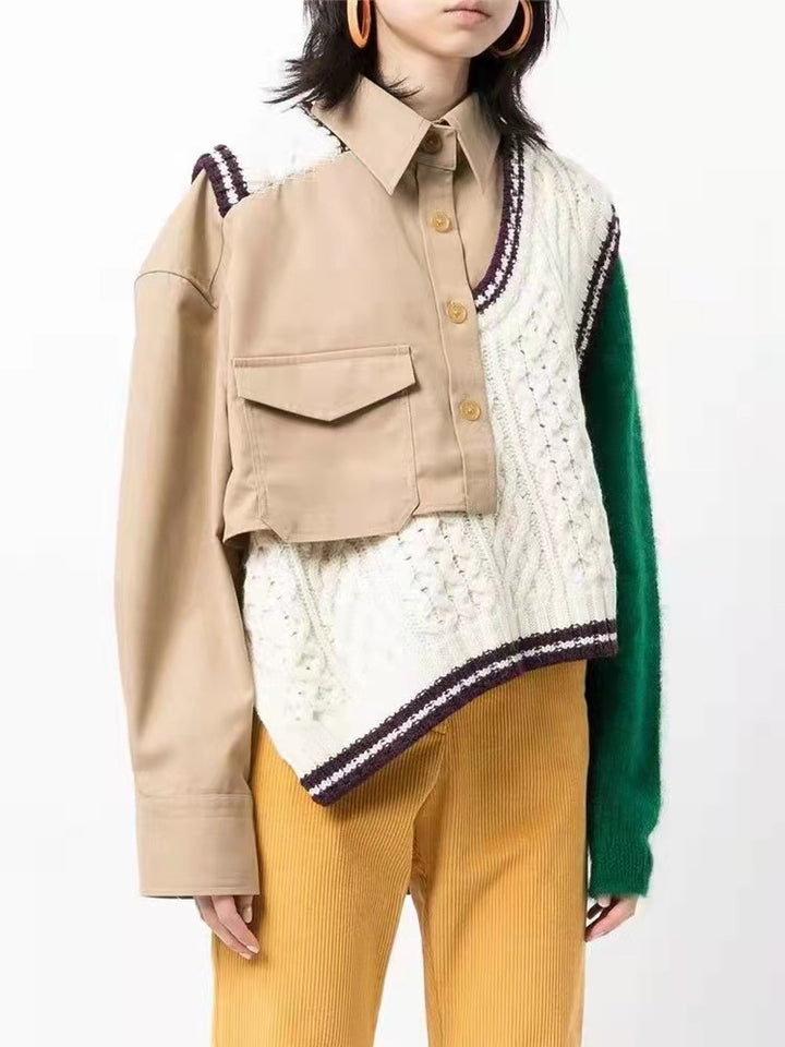 asymmetric knit vest layered shirt – MUSE
