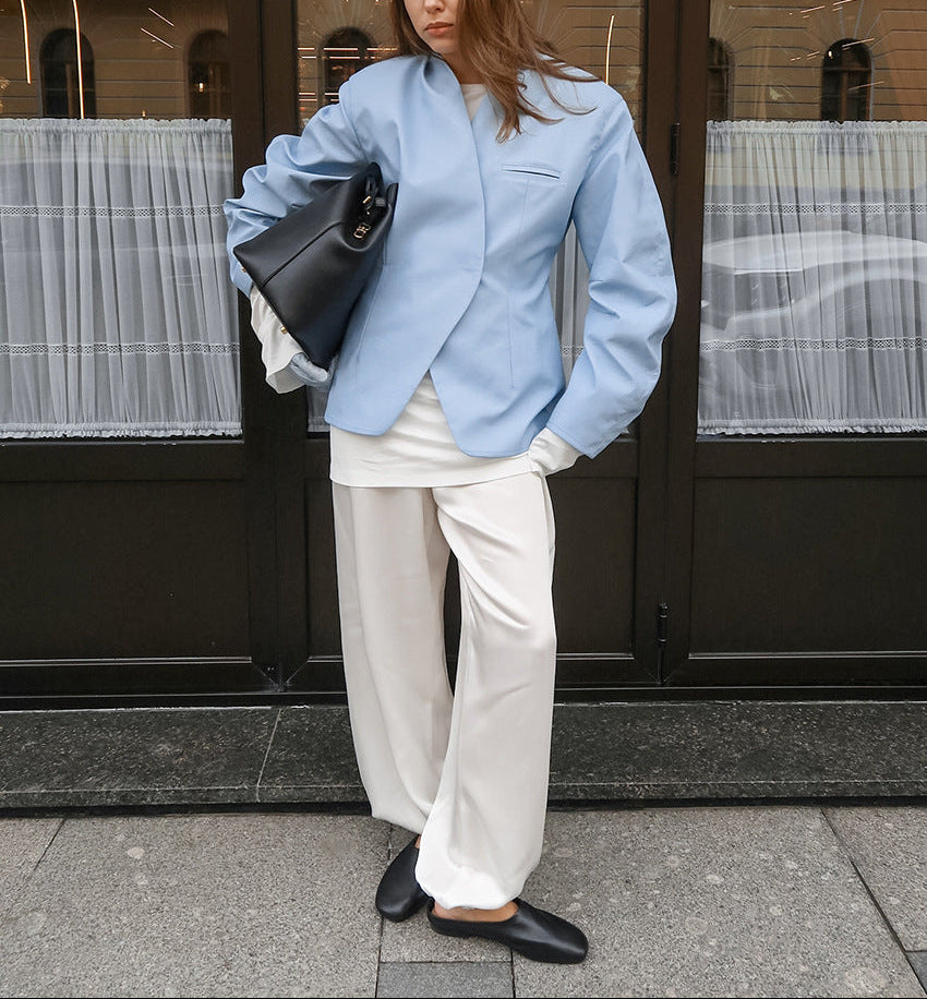 structured asymmetry blazer with sculpted sleeves – ARLETTE