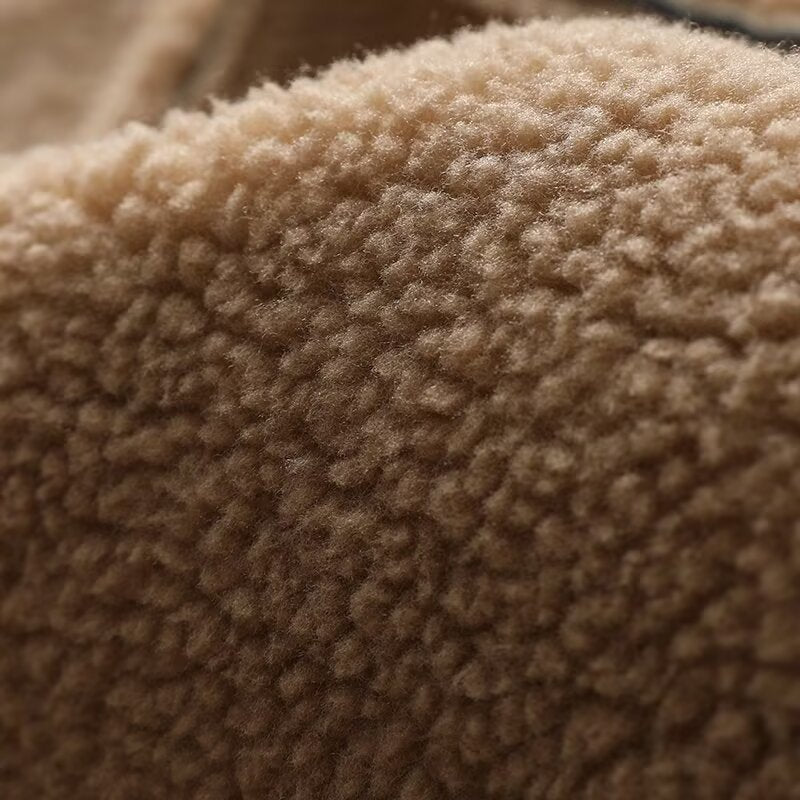 zip-front faux leather shearling jacket – ANOUR