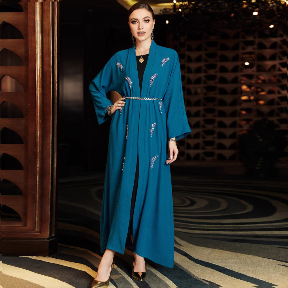 costume évasé sur mesure avec manches bouffantes en satin – VALENCIA 