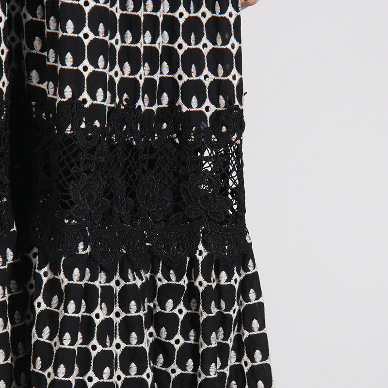 فستان متوسط ​​الطول بجزء من الدانتيل وحافة صدفية – سيلينيسي