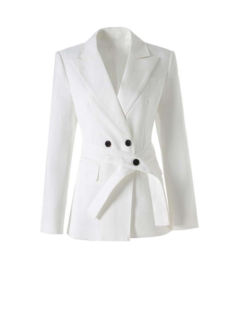Belted double-breasted tailored blazer – SAVANNA