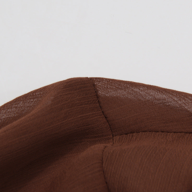 Geplooide top met uitlopende mouwen en maxi-rok set met tailleband – Rosiny 