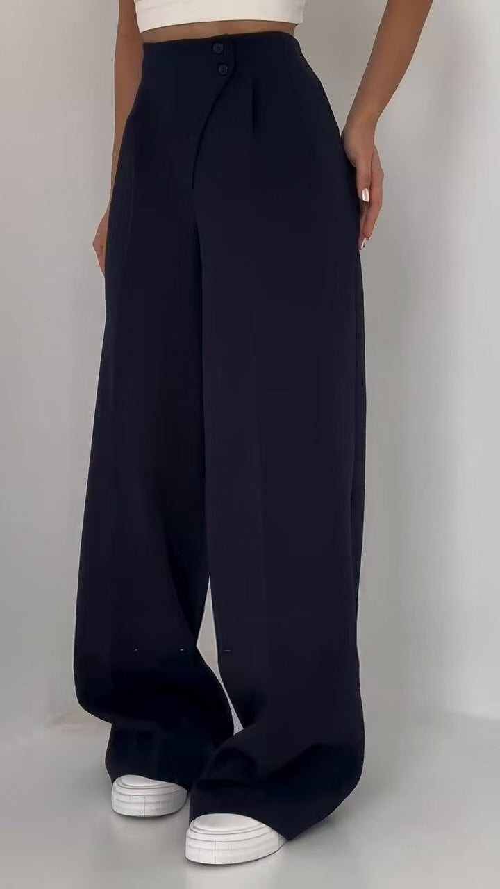 High-Waist Wide-Leg Tailored Pants – MOCHA