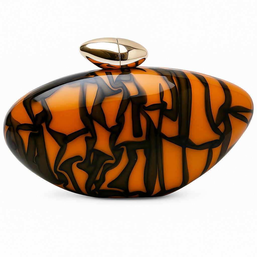 حقيبة يد صغيرة بتصميم قبة بنمط تجريدي ولمسة ذهبية – عنبر