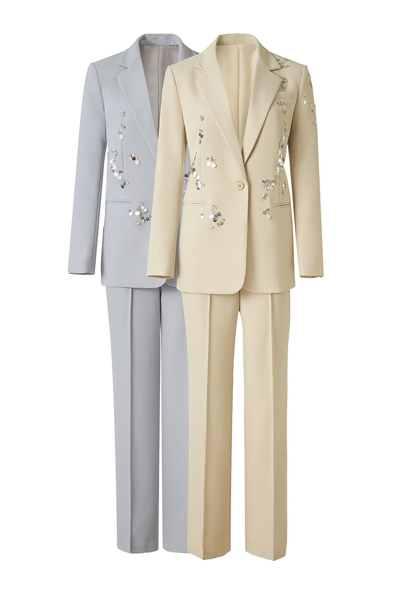 embellished tailored suit with straight-leg trousers – LUNARA