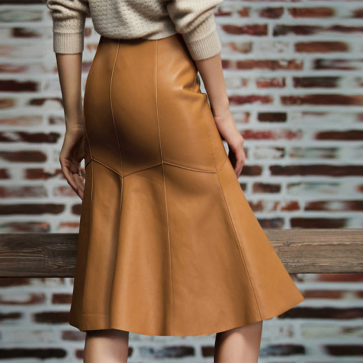 high-waist faux leather flared skirt – AURA