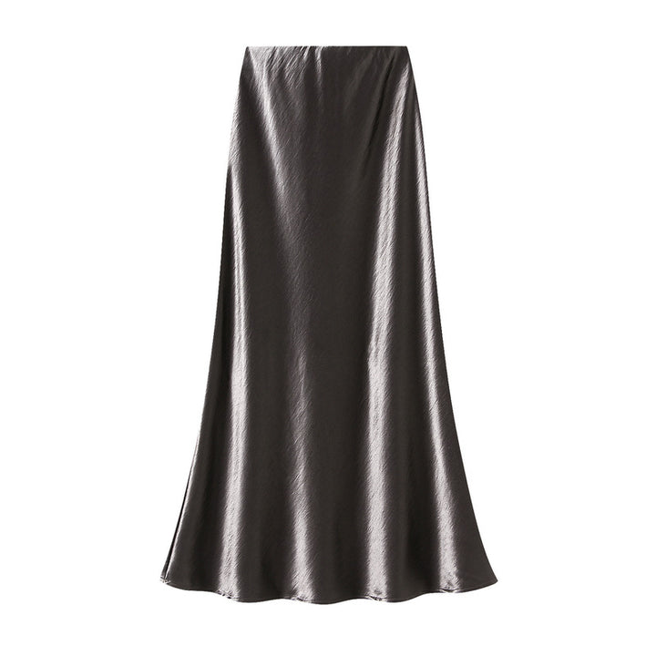 satin A-line midi skirt in icy blue – FROST