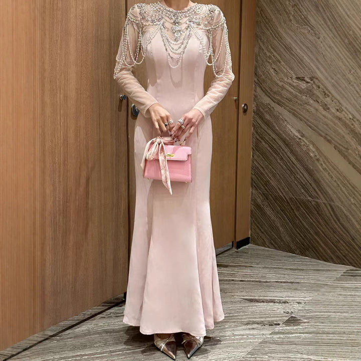 Haut à manches évasées plissées et ensemble jupe longue avec ceinture à la taille – Rosiny 