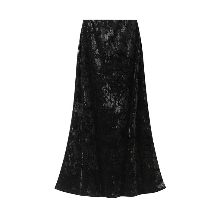 velvet maxi skirt with crushed texture – AURA
