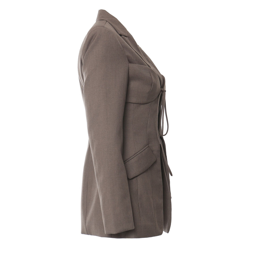 tailored blazer with front tie cutout design – MIRIKA