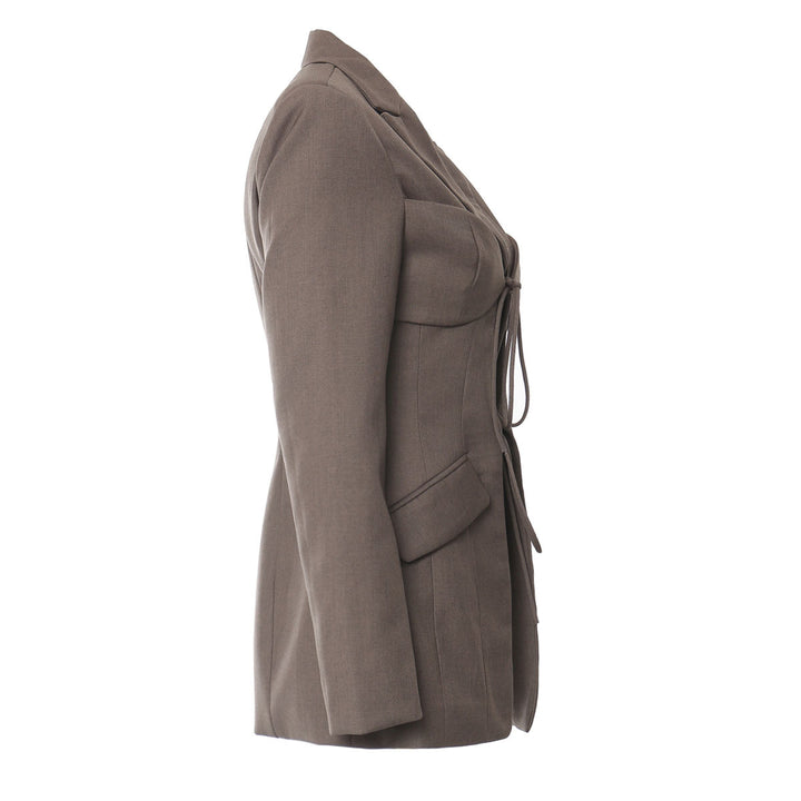 tailored blazer with front tie cutout design – MIRIKA