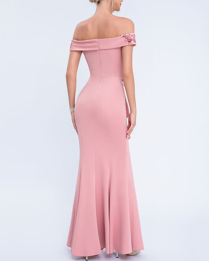 Geplooide top met uitlopende mouwen en maxi-rok set met tailleband – Rosiny 