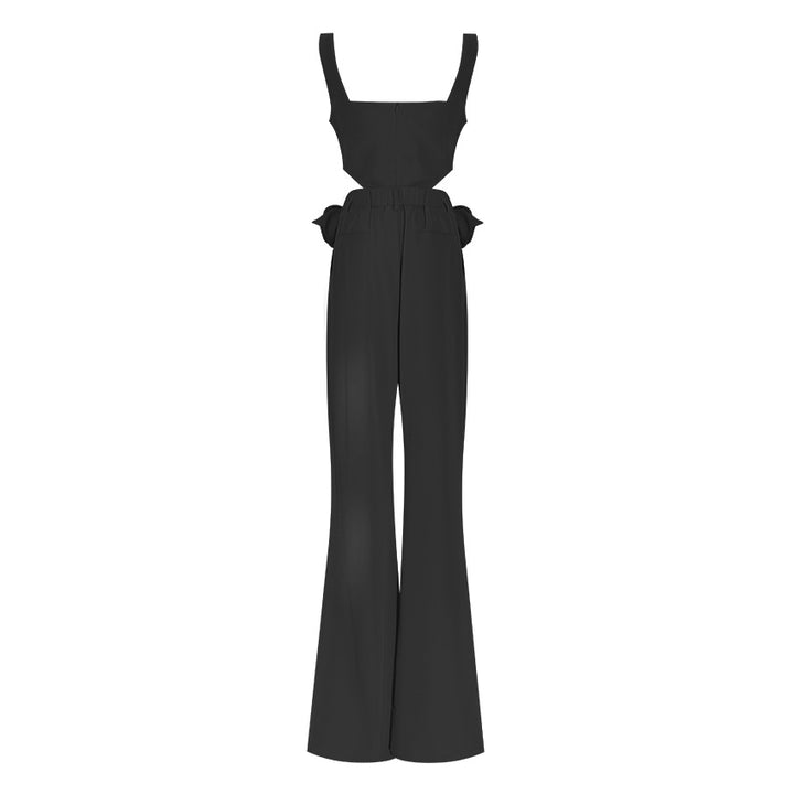 sleeveless cutout jumpsuit with floral appliqué - RONIXA