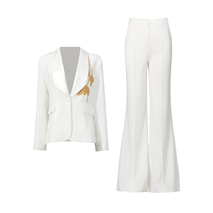 Geplooide top met uitlopende mouwen en maxi-rok set met tailleband – Rosiny 