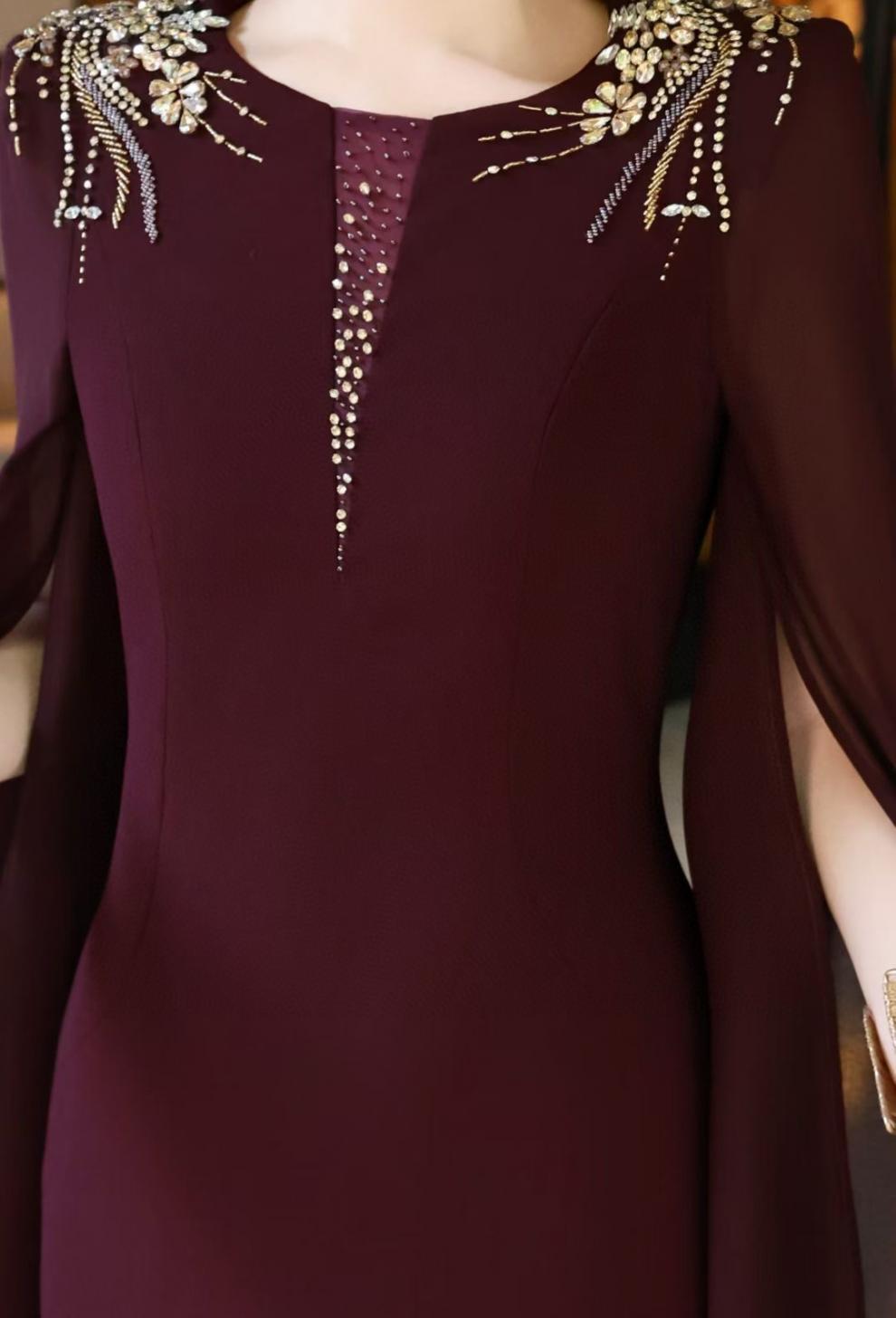 فستان حورية البحر بأكمام كاب وأكتاف مزينة – روزابيل