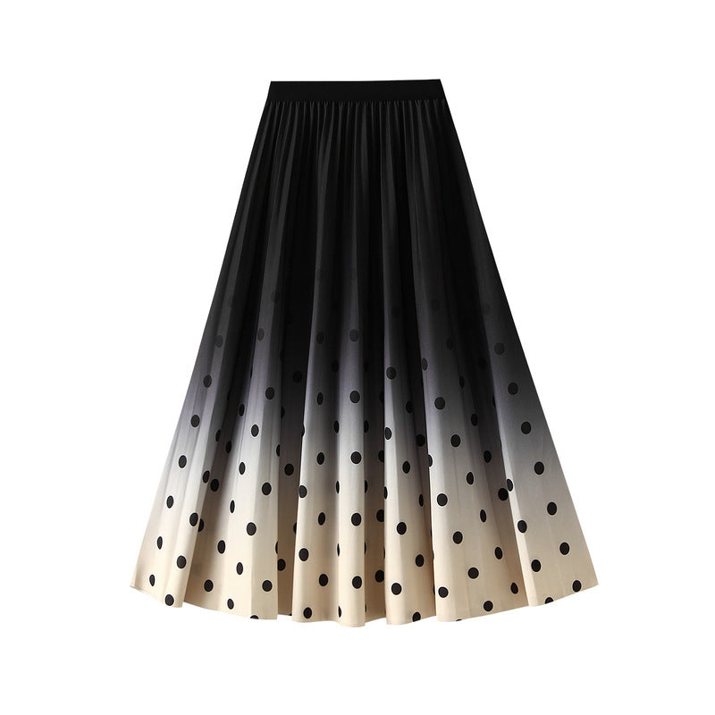ombre pleated midi skirt with polka dot print – SOIRÉE