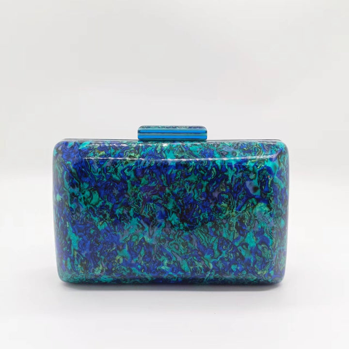 multicolor marble acrylic clutch with box silhouette – ELODIECU