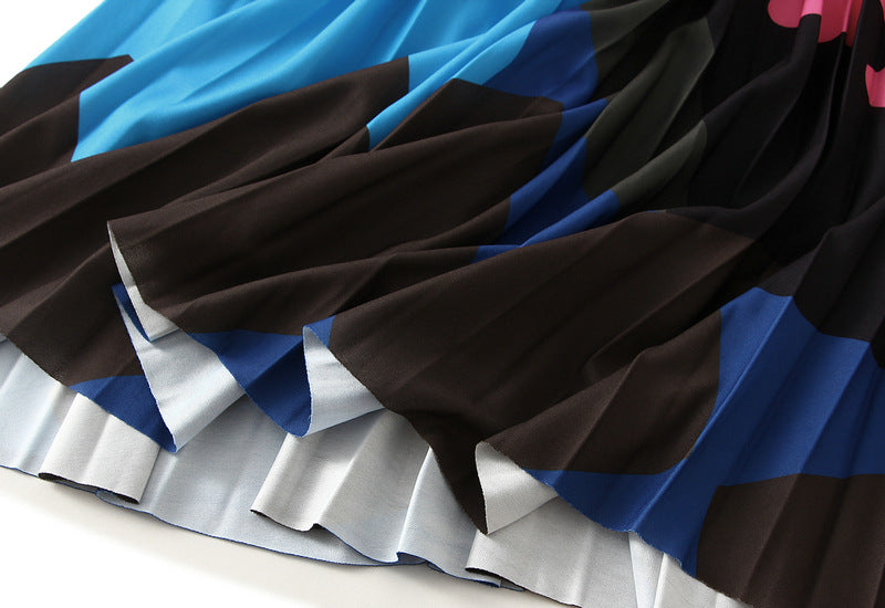 abstract floral pleated midi skirt – MOSAICA