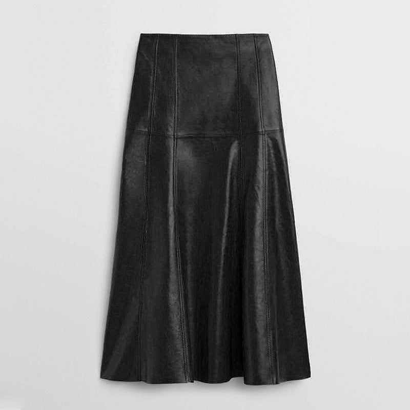 high-waist faux leather flared skirt – BIERNA