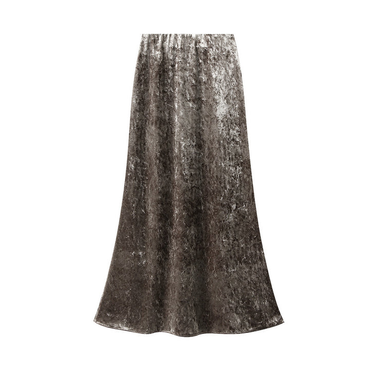 velvet maxi skirt with crushed texture – AURA