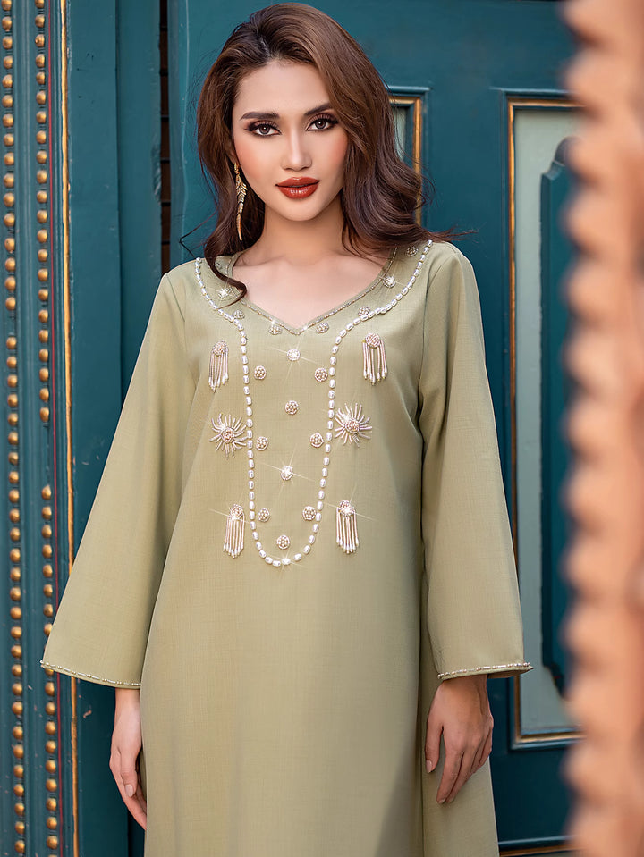 定制喇叭套装，配缎面泡泡袖 - VALENCIA 