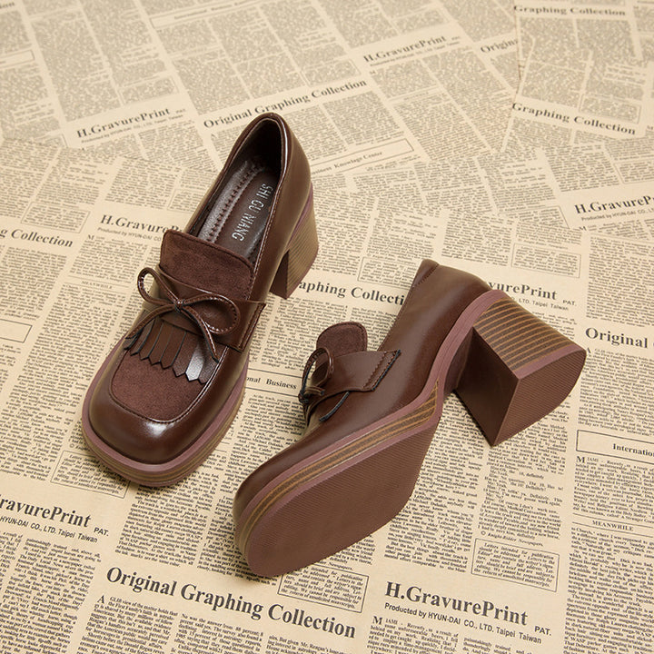 block heel loafers with bow and fringe detail - NOVATIR
