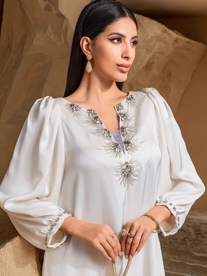 定制喇叭套装，配缎面泡泡袖 - VALENCIA 