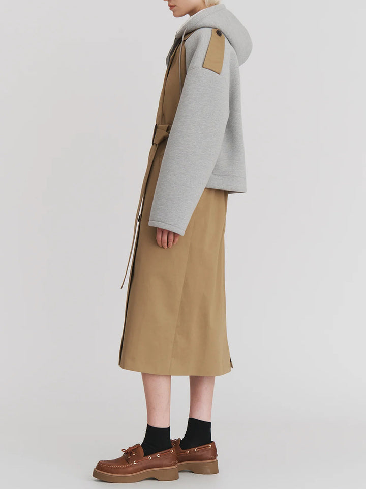 two-tone trench coat with hoodie sleeves – RAVEN