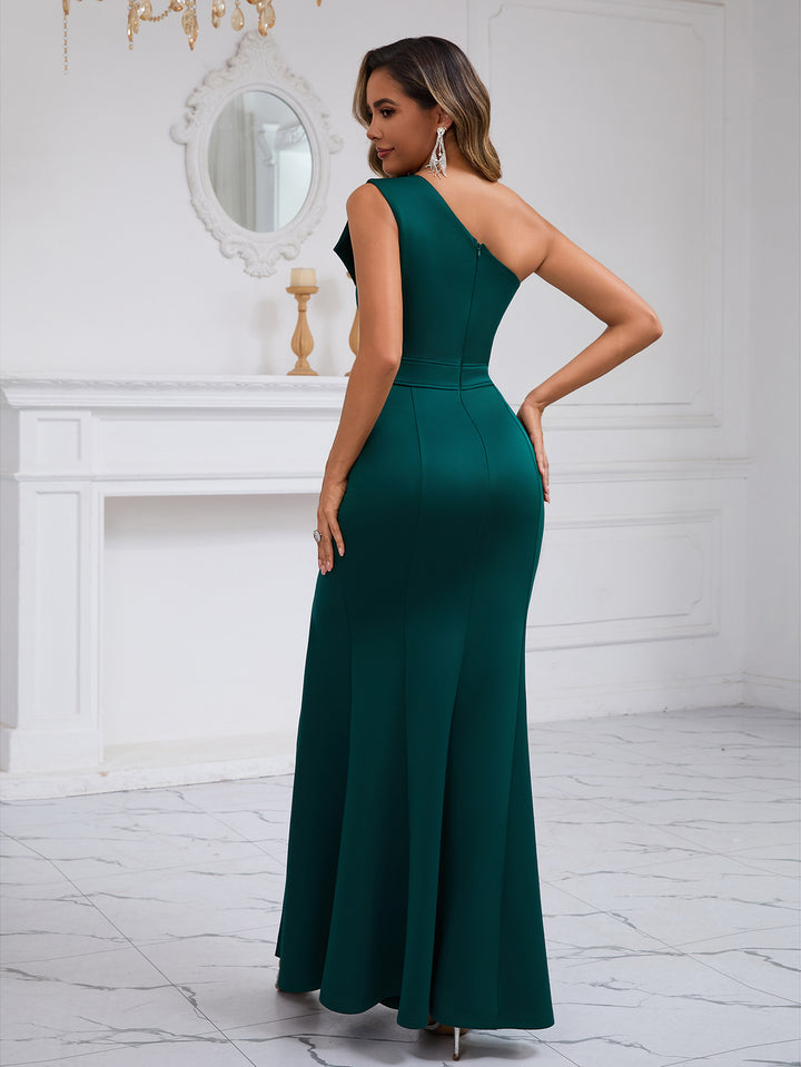 one-shoulder mermaid gown with thigh slit – SMERAL