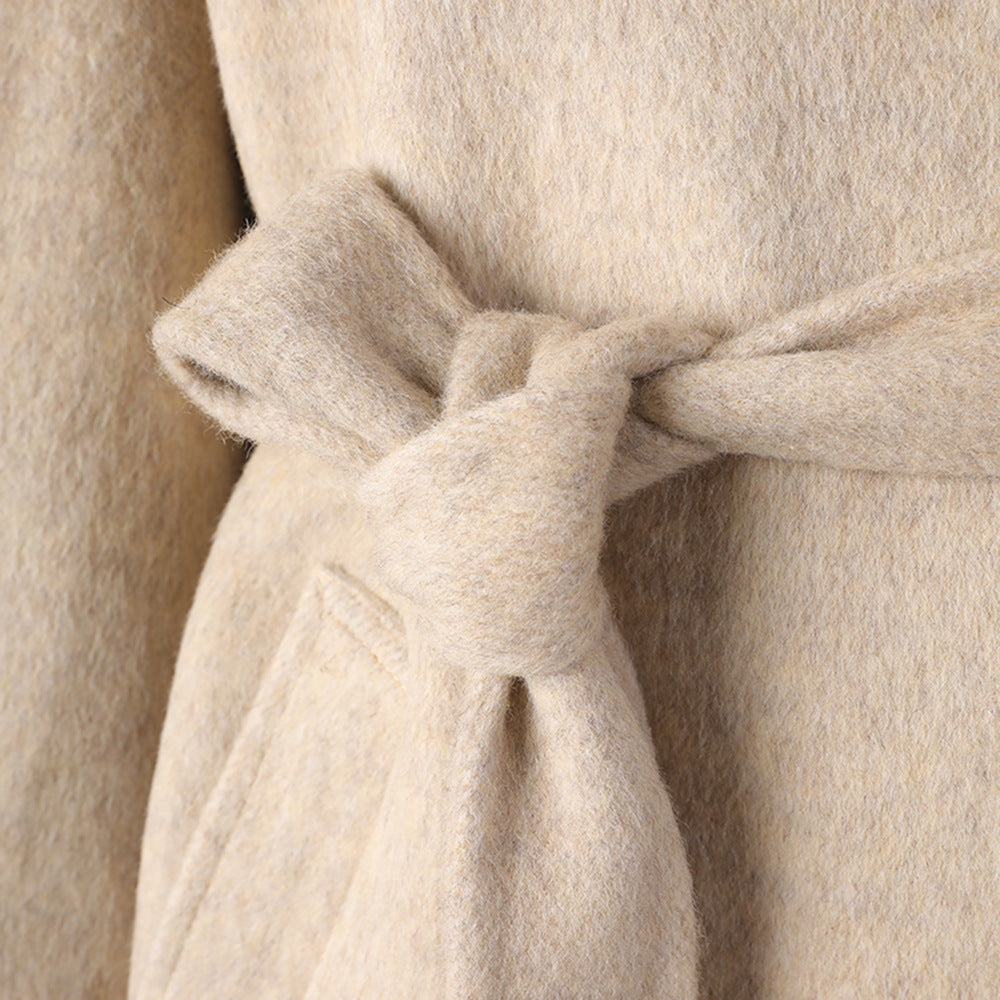 belted wool wrap coat with oversized silhouette – NELAVA