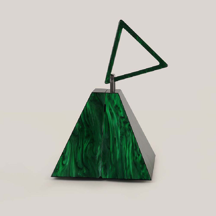 geometric pyramid clutch with triangle handle – EMERALD