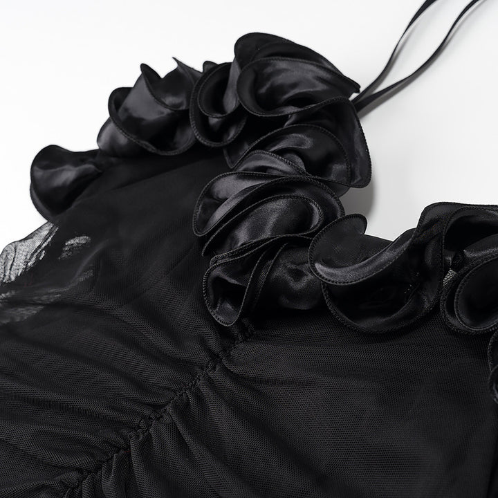 Plissiertes Oberteil mit ausgestellten Ärmeln und Maxirock-Set mit Taillengürtel – Rosiny 